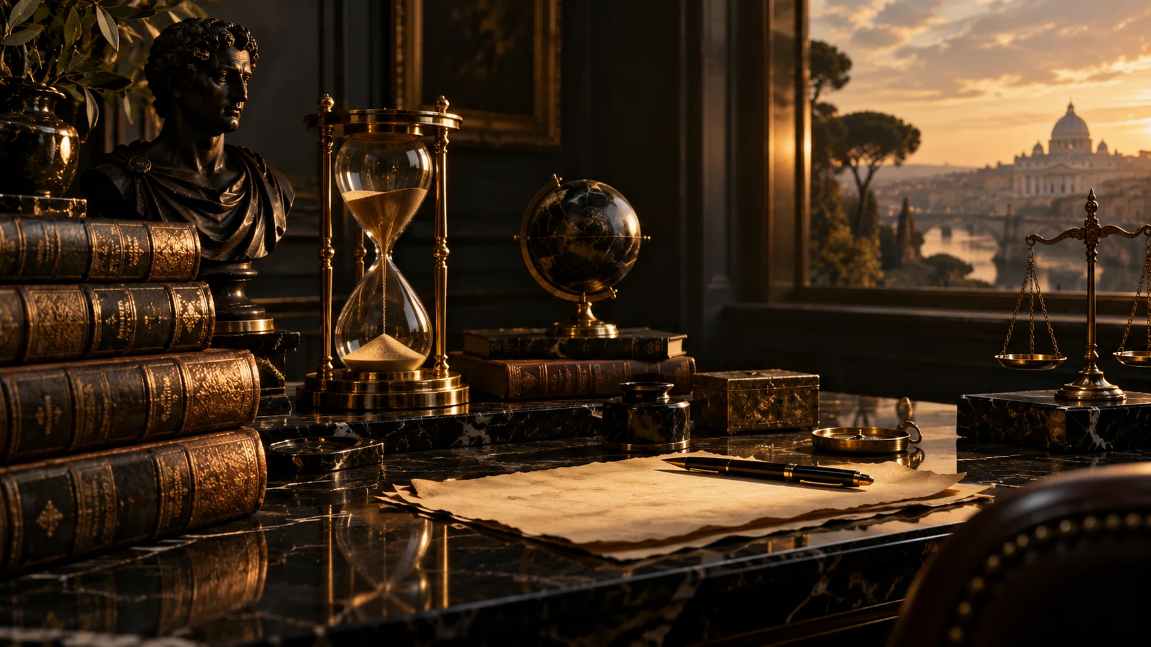 Classical study at sunset