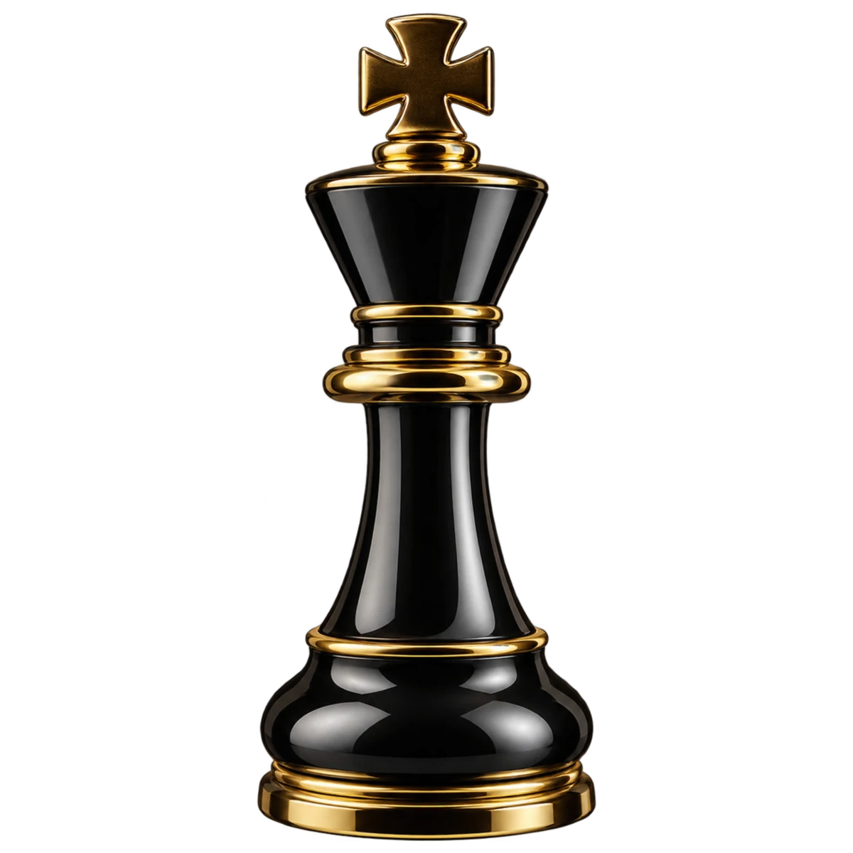 Transparent black and gold chess king representing strategic choice