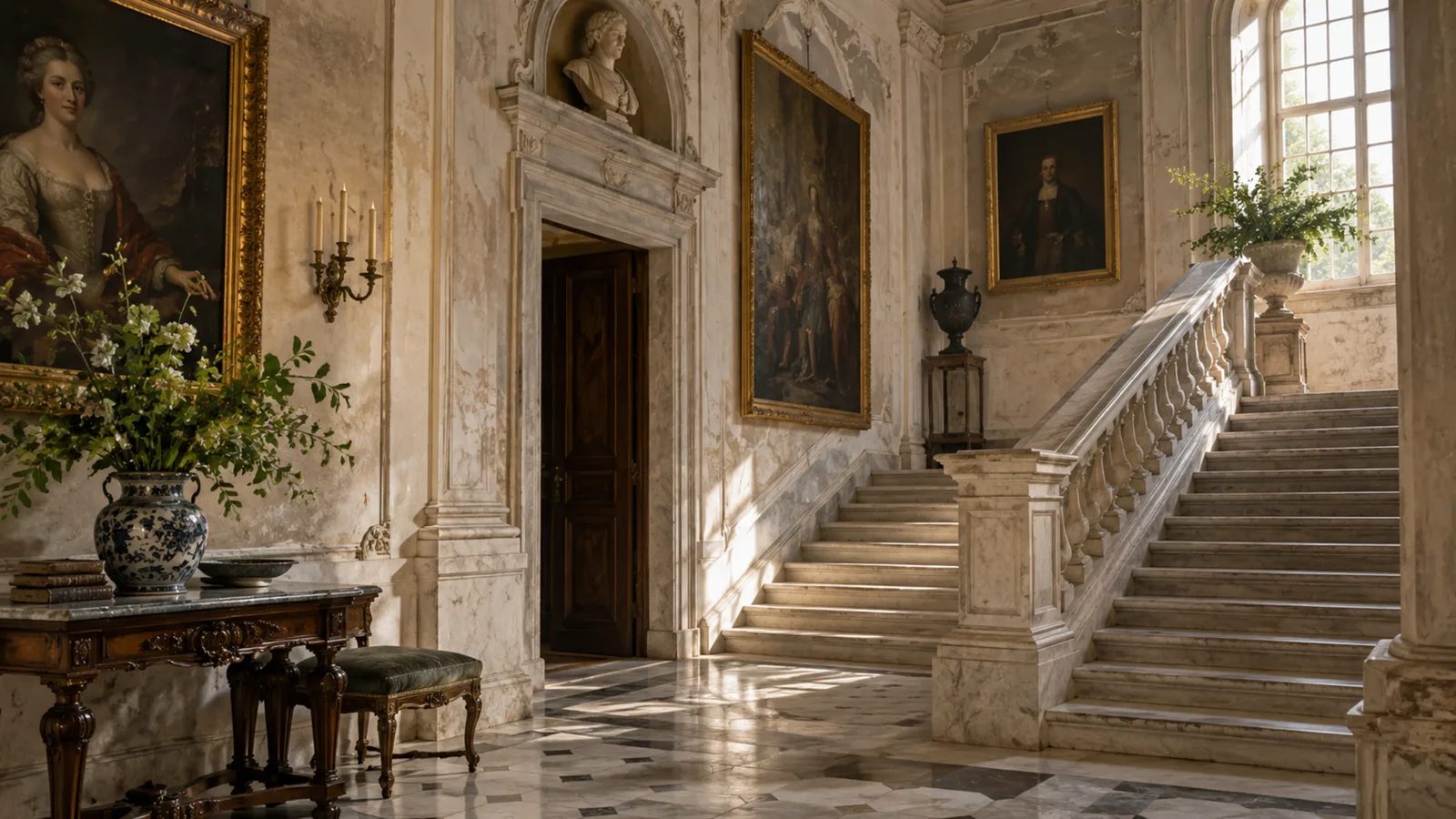 Historic European interior representing heritage and inherited status codes