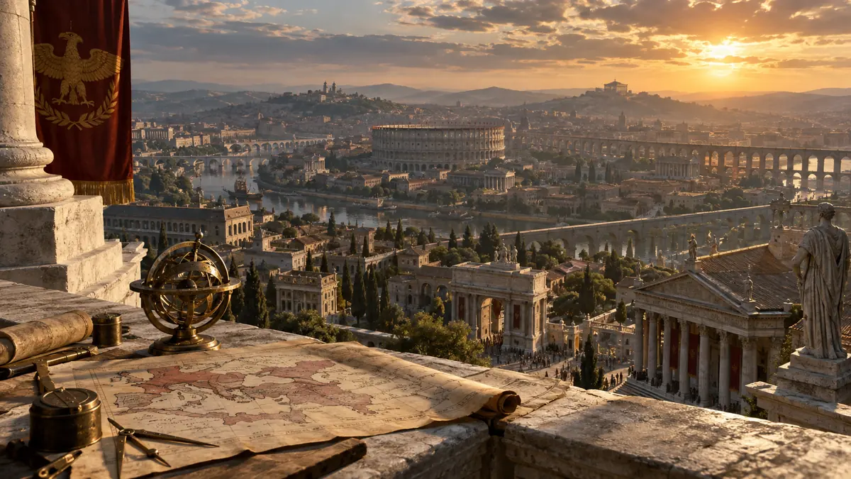 Panoramic reconstruction inspired by Rome at imperial scale