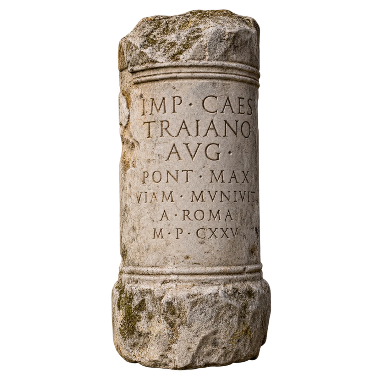 Transparent editorial illustration of a Roman milestone