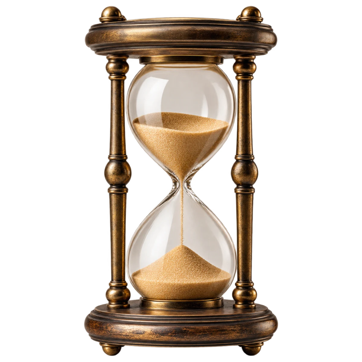 Transparent antique hourglass representing time and consistency