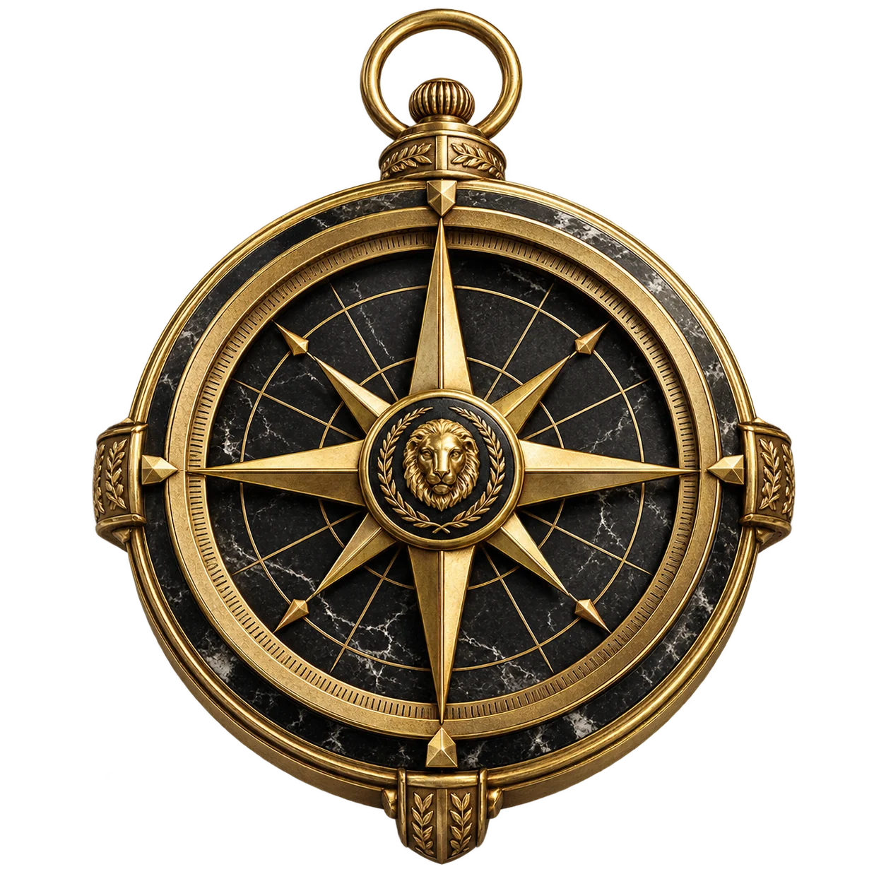 Compass on dark marble representing structured direction