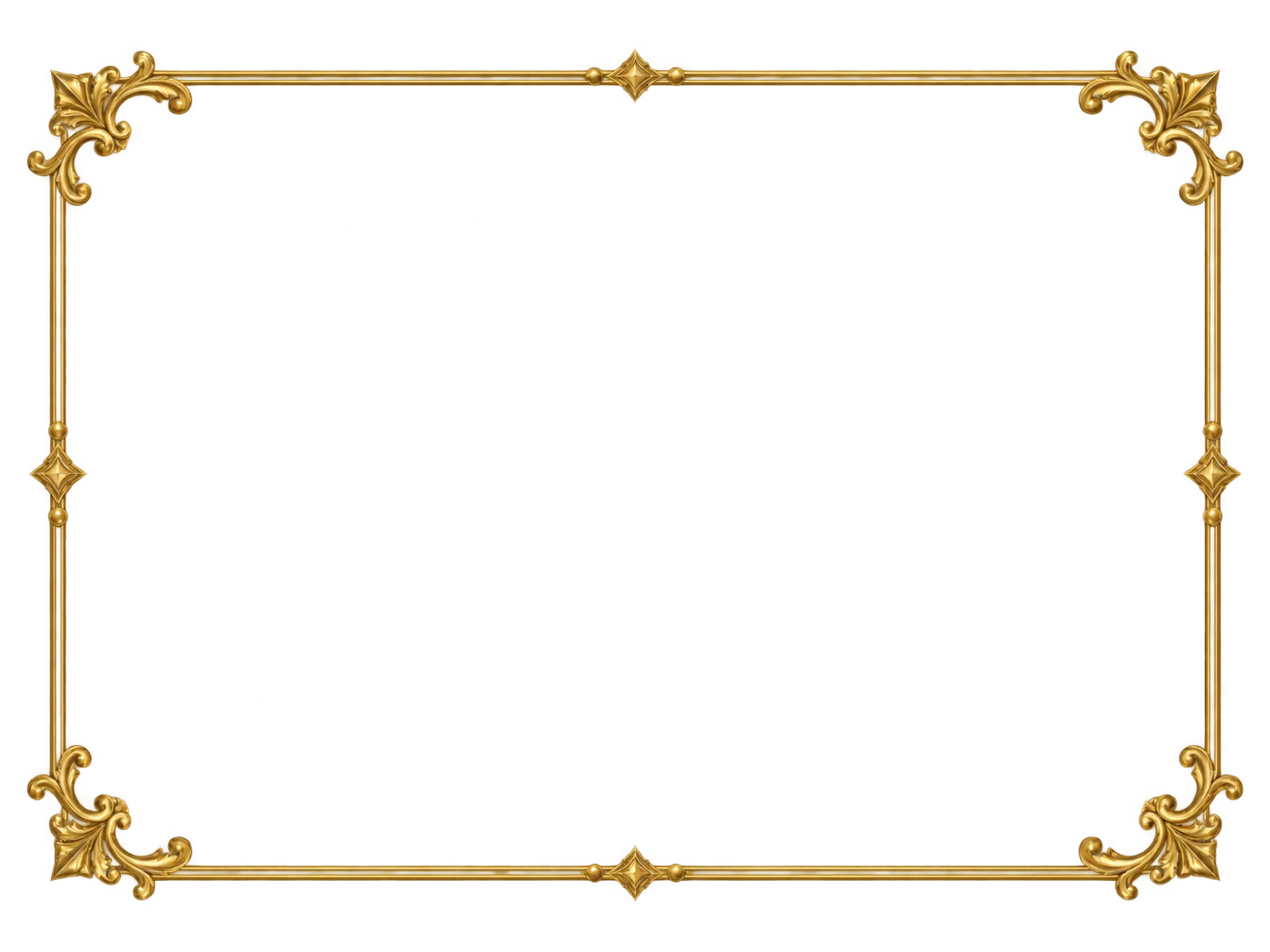 Transparent ornamental gold frame with classical motifs