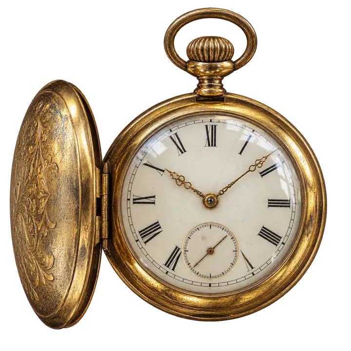 Antique gold pocket watch as a classic status-coded object